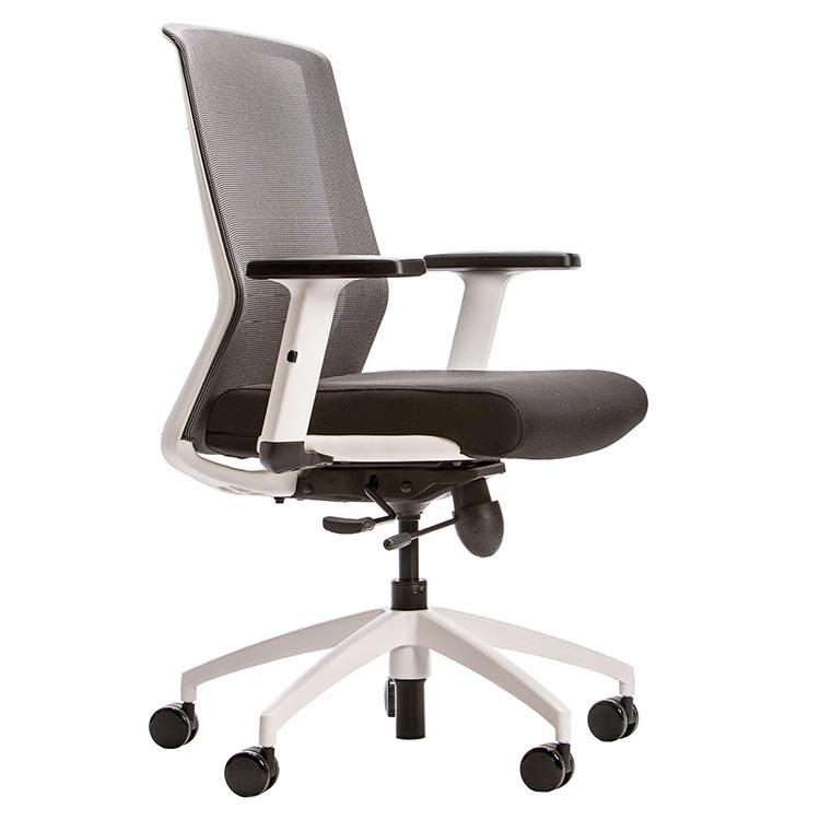 Cass Task Chair, black seat, white frame