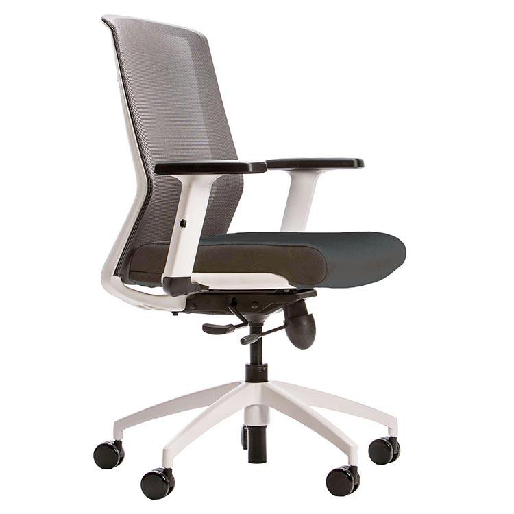 Cass Task Chair, fog gray seat, white frame