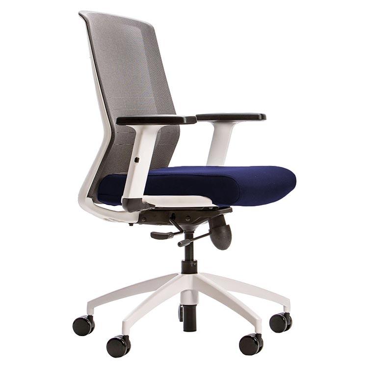 Cass Task Chair, dark blue seat, white frame