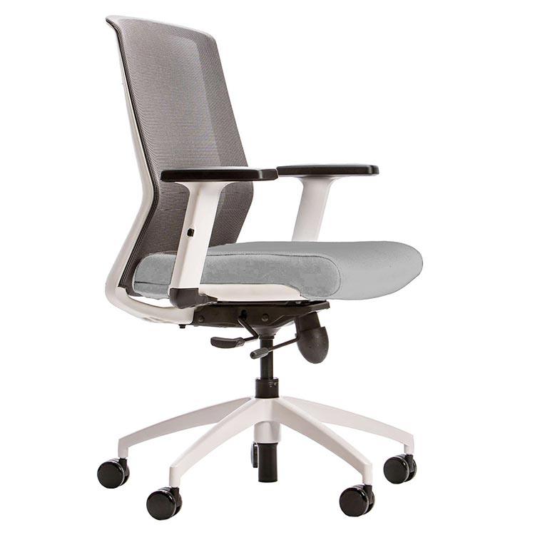 Cass Task Chair, fog gray seat, white frame