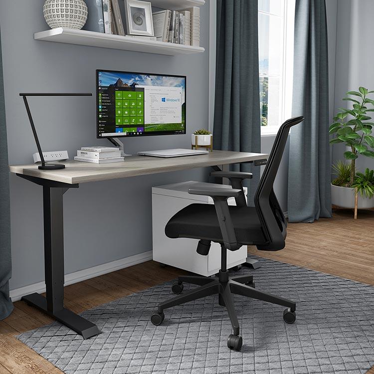 Home office with Cass Task Chair, black seat, black frame.