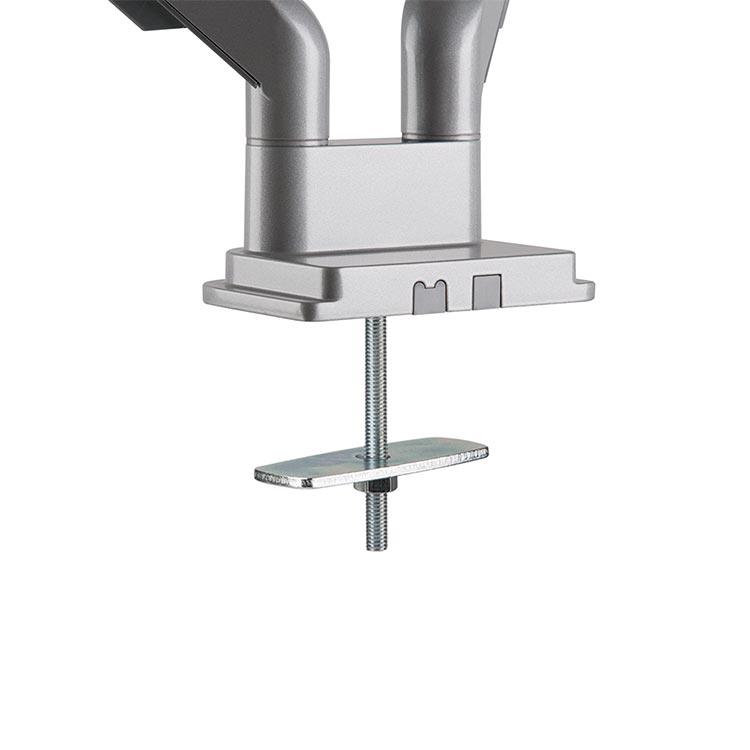 Detail of the grommet mounting hardware option for the Echo Dual Monitor Arm, shown in silver.