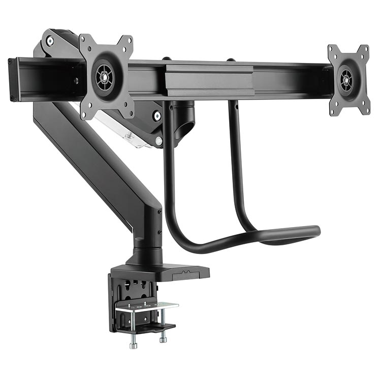 Echo Slide Dual Monitor Arm, Black, angle view