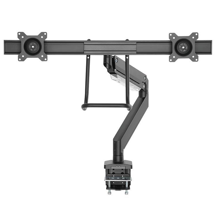 Echo Slide Dual Monitor Arm, Black, front view