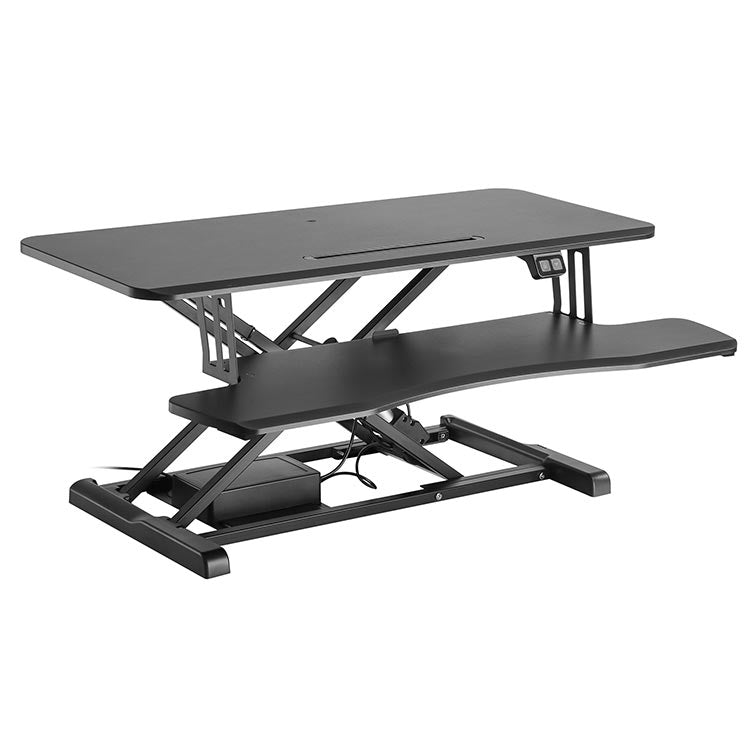 The Flexus E Electric Standing Desk Converter, angle view.