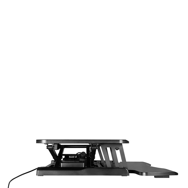 The Flexus E Standing Desk Converter at its lowest height.