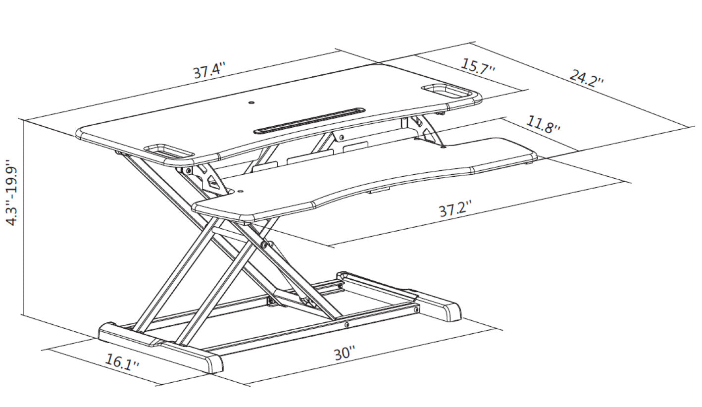 Flexus Standing Desk Converter Diagram