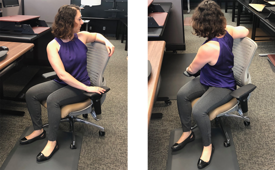 Torso stretch at your standing desk.