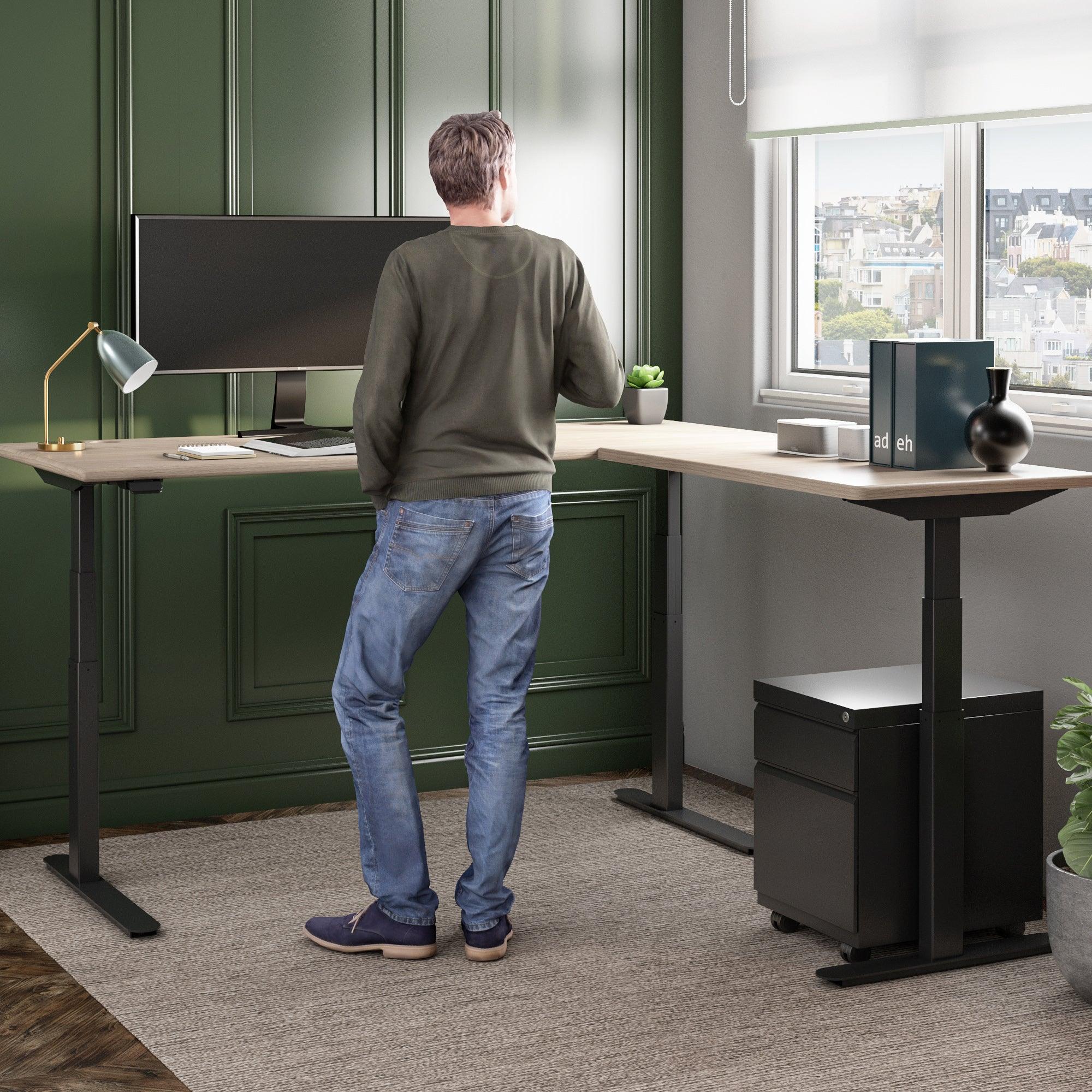 Lander Standing L-Desk - 3D Laminate - iMovR